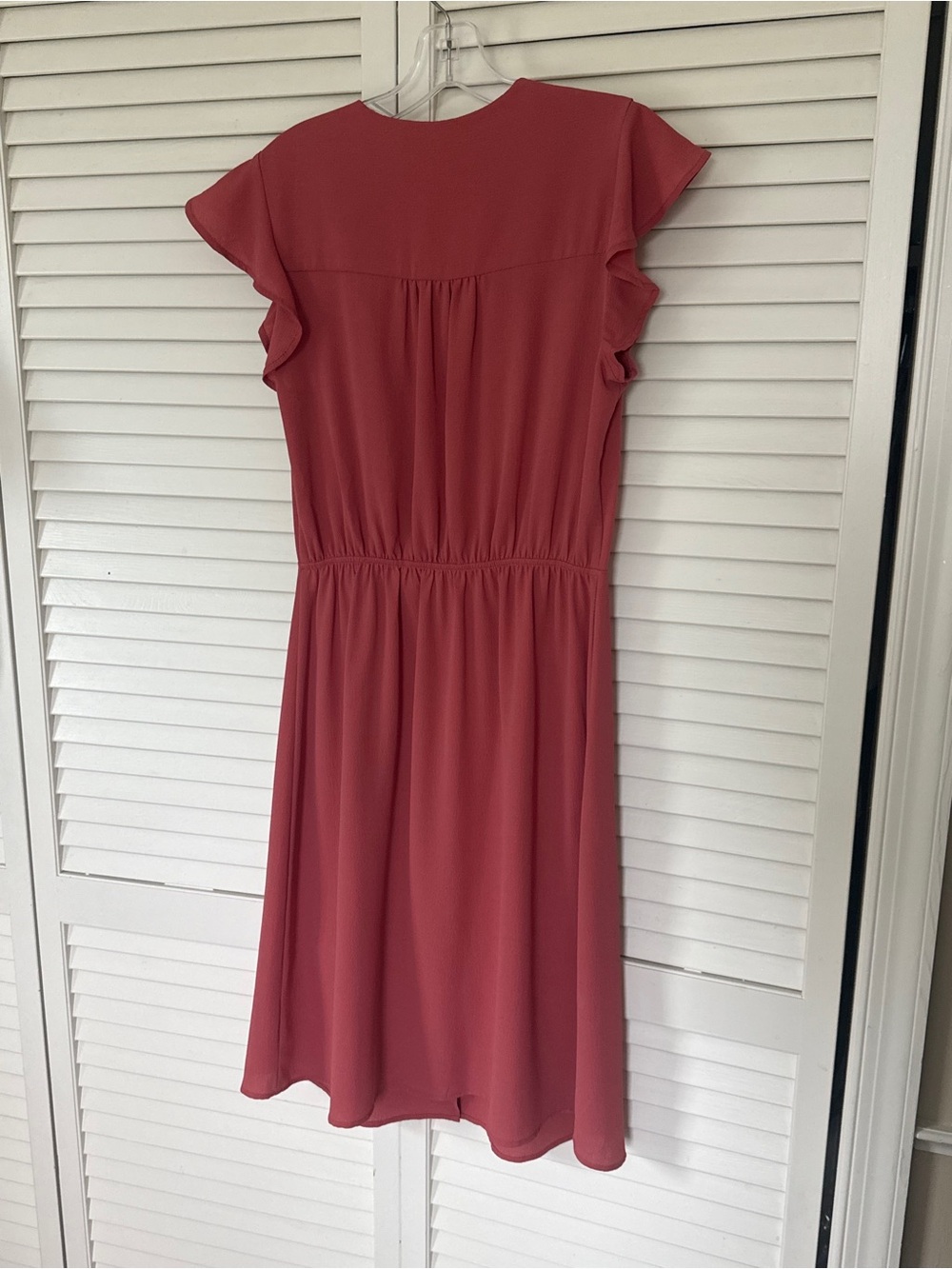Flutter Sleeve Dress in Deep Rose - Picture 9 of 9
